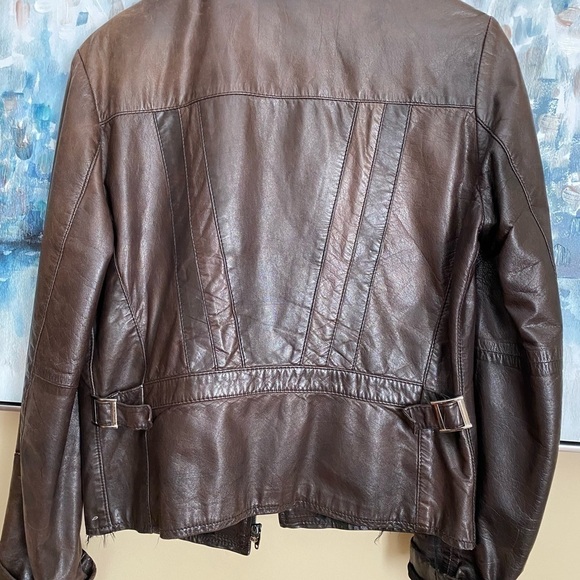 ⌛️Vintage Leather jacket, distressed dark brownw - Picture 5 of 11
